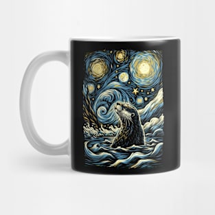 Sleek Swimmers Otter Chic, Starry Night Tee for Nature Buffs Mug